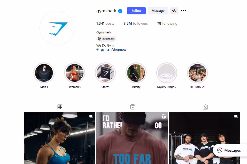 Gymshark instagram 